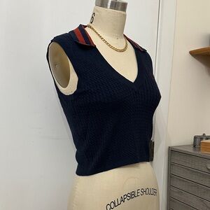 WeWoreWhat Navy V-Neck Knit Vest